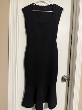 Express Classic Black Sheath Dress with Flounce Hem